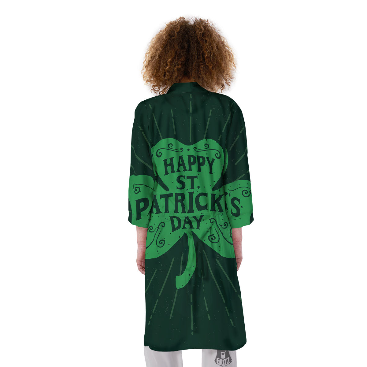 St. Patrick's Day Irish Clover Print Kimono-grizzshop