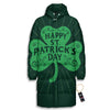 St. Patrick's Day Irish Clover Print Long Down Jacket-grizzshop