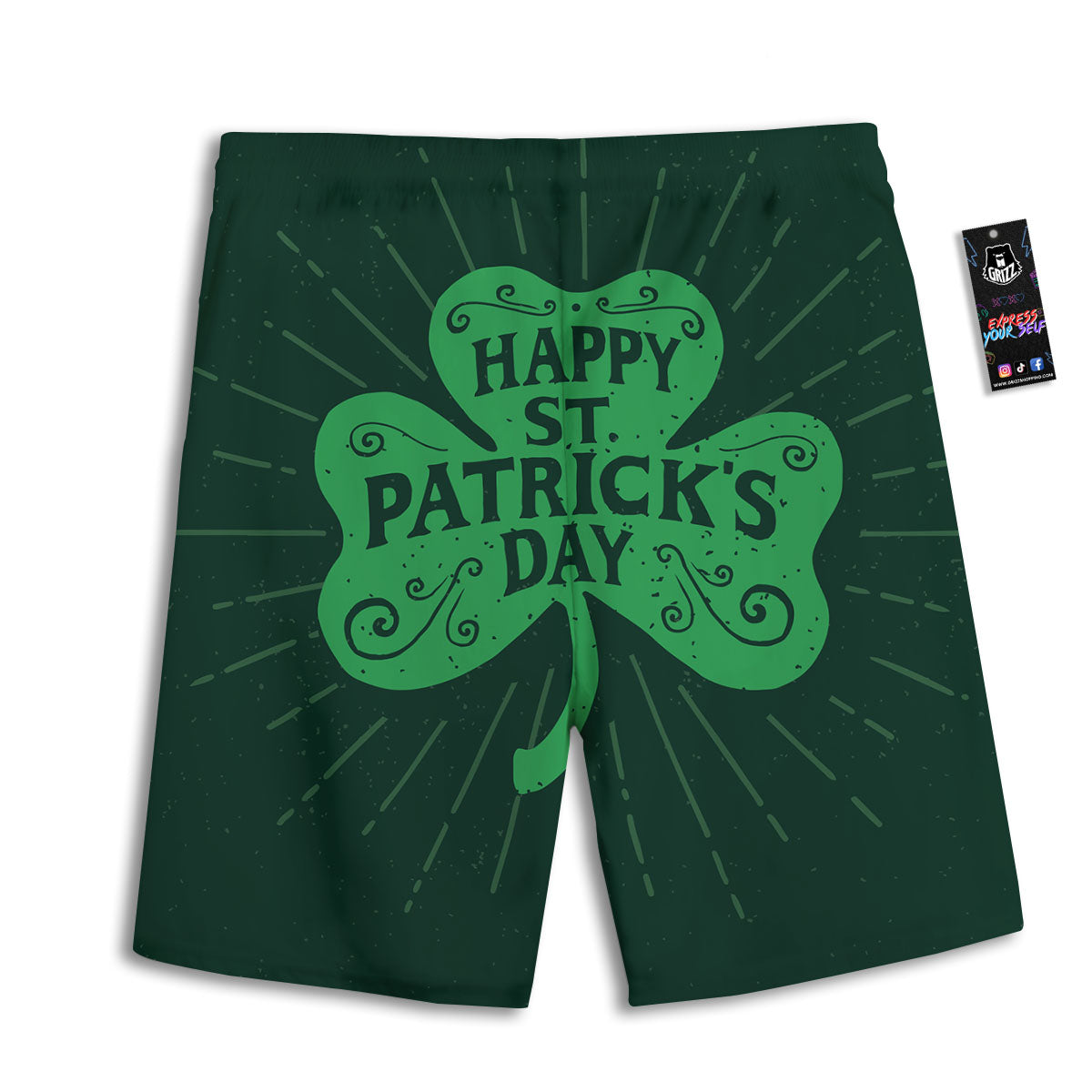 St. Patrick's Day Irish Clover Print Men's Athletic Shorts