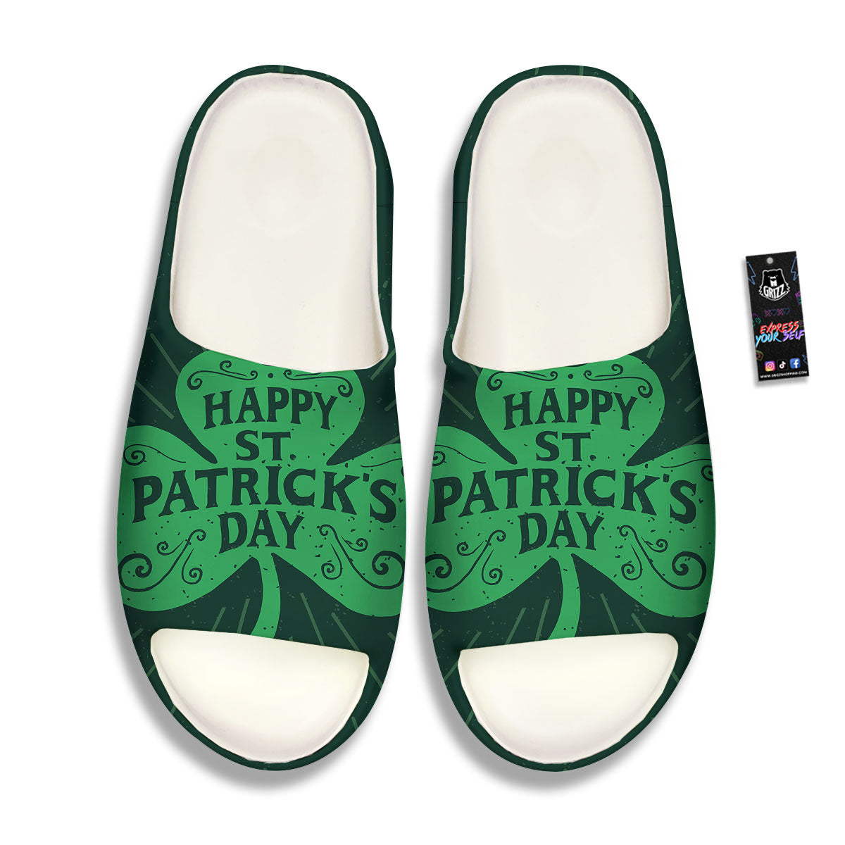 St. Patrick's Day Irish Clover Print Sandals-grizzshop