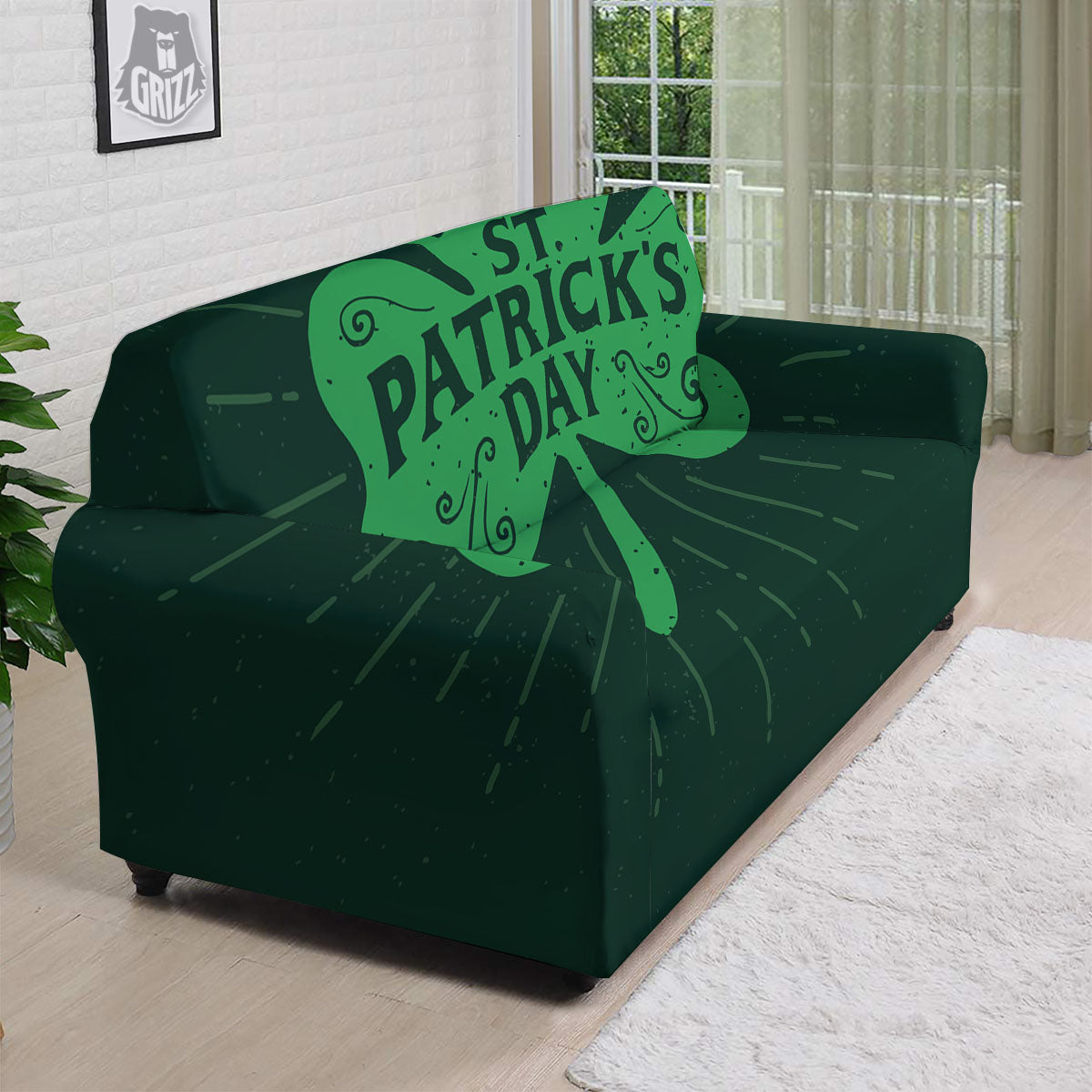 St. Patrick's Day Irish Clover Print Sofa Cover-grizzshop