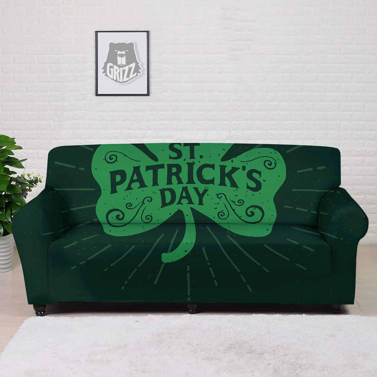 St. Patrick's Day Irish Clover Print Sofa Cover-grizzshop