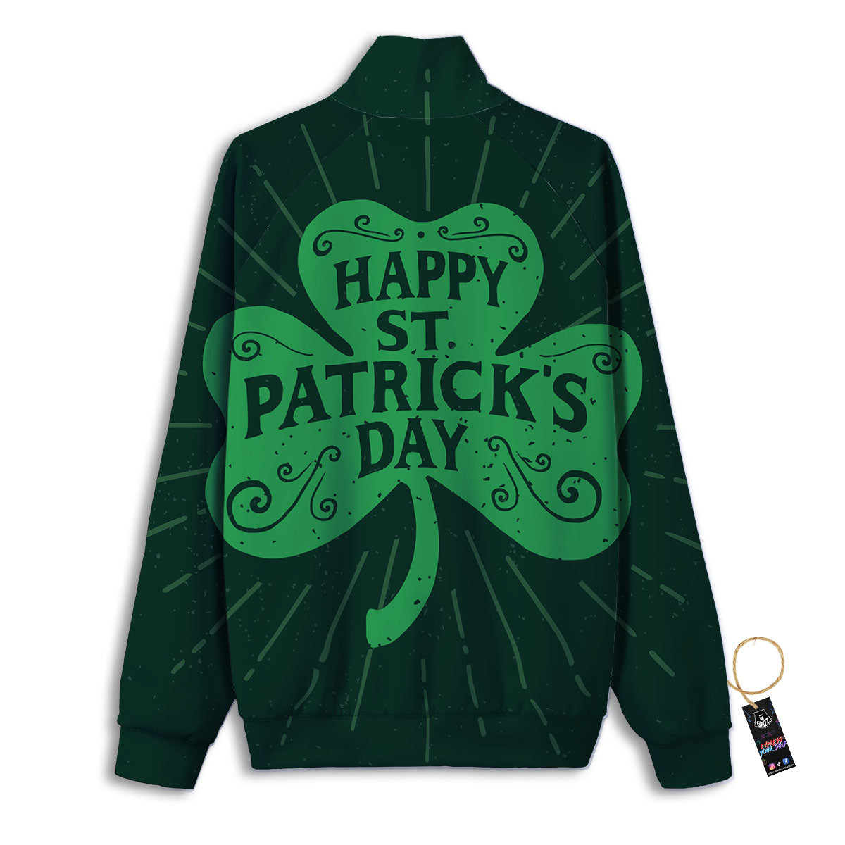 St. Patrick's Day Irish Clover Print Track Jacket-grizzshop