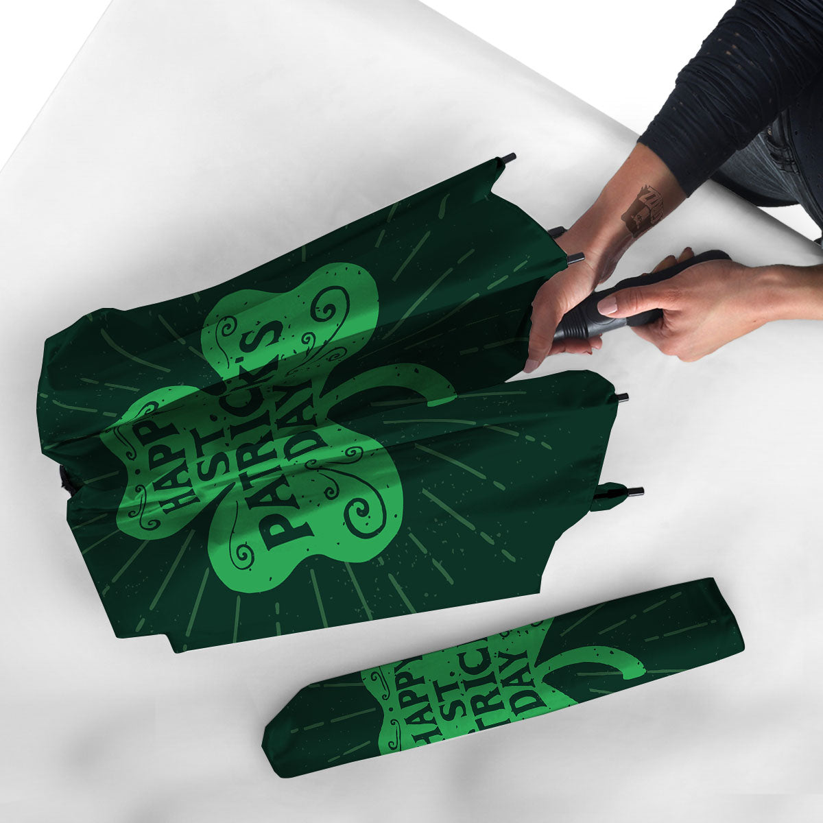 St. Patrick's Day Irish Clover Print Umbrella-grizzshop