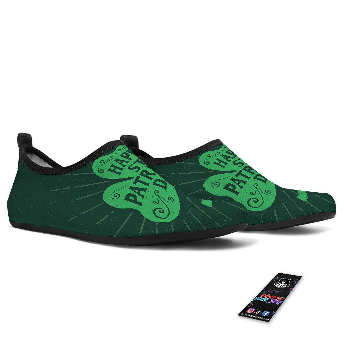 St. Patrick's Day Irish Clover Print Water Shoes-grizzshop