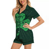 St. Patrick's Day Irish Clover Print Women Silk Pajamas-grizzshop