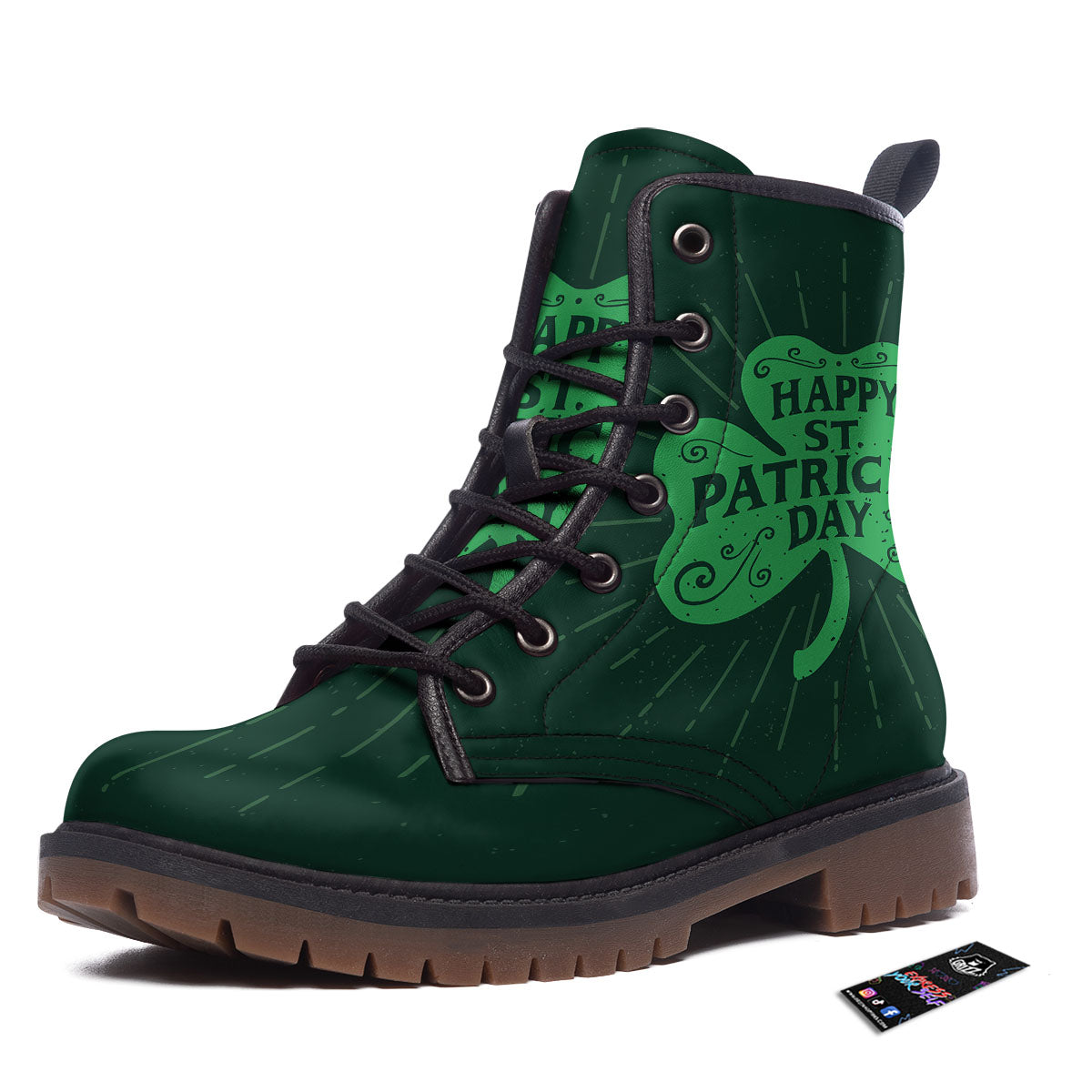 St. Patrick's Day Irish Clover Print Work Boots-grizzshop