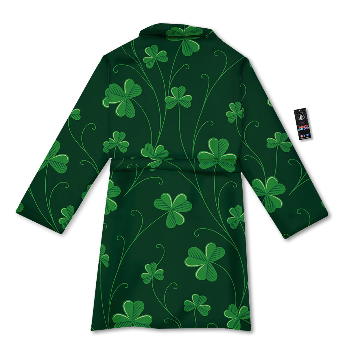 St. Patrick's Day Irish Leaf Print Bathrobe-grizzshop