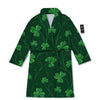 St. Patrick's Day Irish Leaf Print Bathrobe-grizzshop