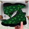 St. Patrick's Day Irish Leaf Print Black Basketball Shoes-grizzshop