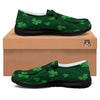 St. Patrick's Day Irish Leaf Print Black Loafers-grizzshop