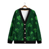 St. Patrick's Day Irish Leaf Print Cardigan-grizzshop