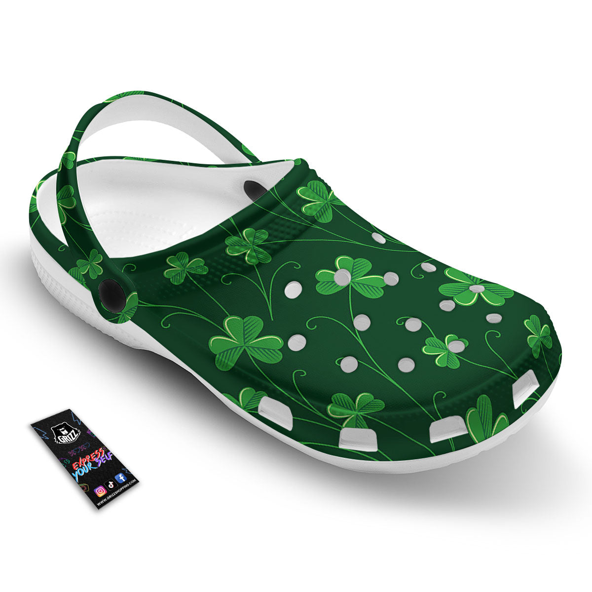 St. Patrick's Day Irish Leaf Print Clog-grizzshop