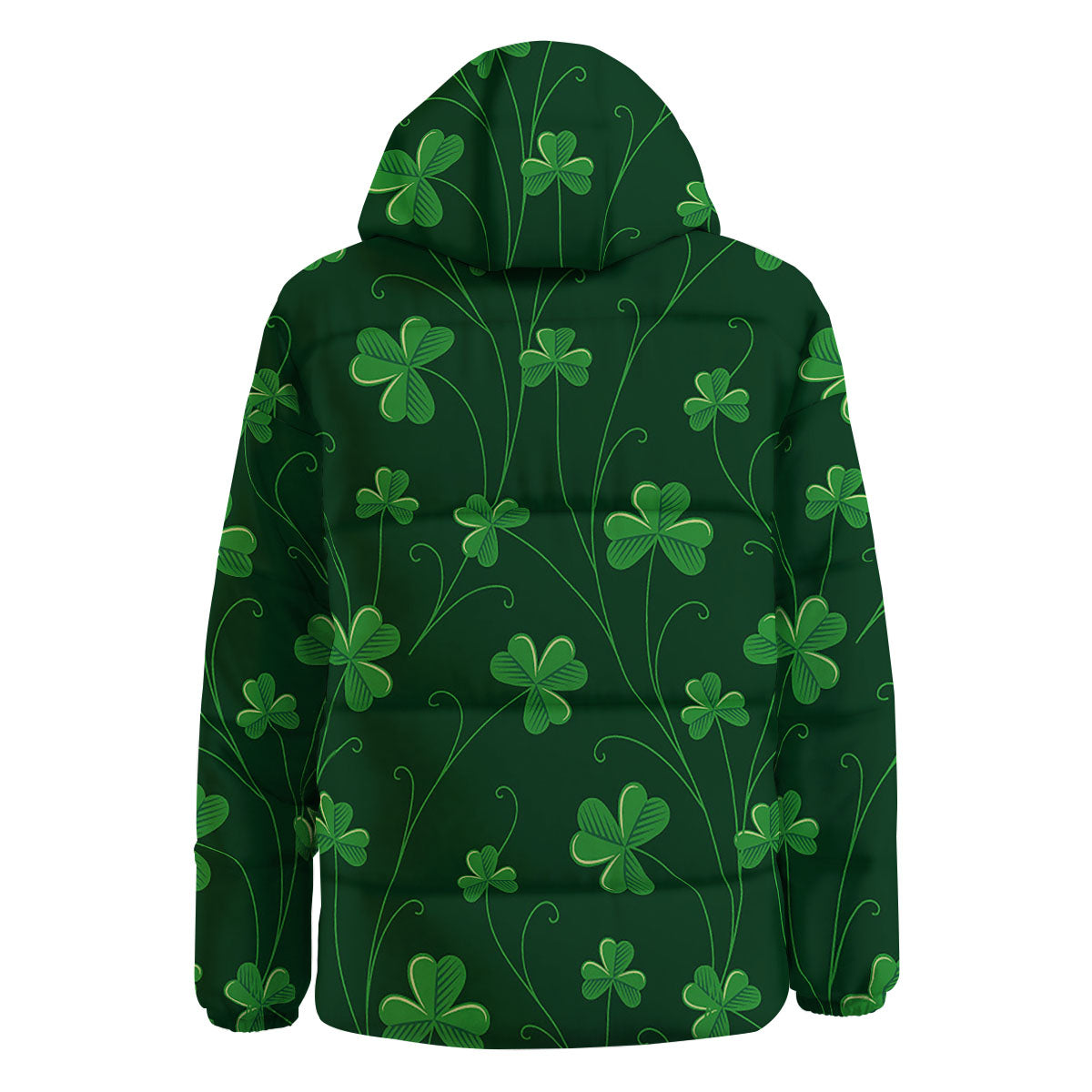St. Patrick's Day Irish Leaf Print Down Jacket-grizzshop