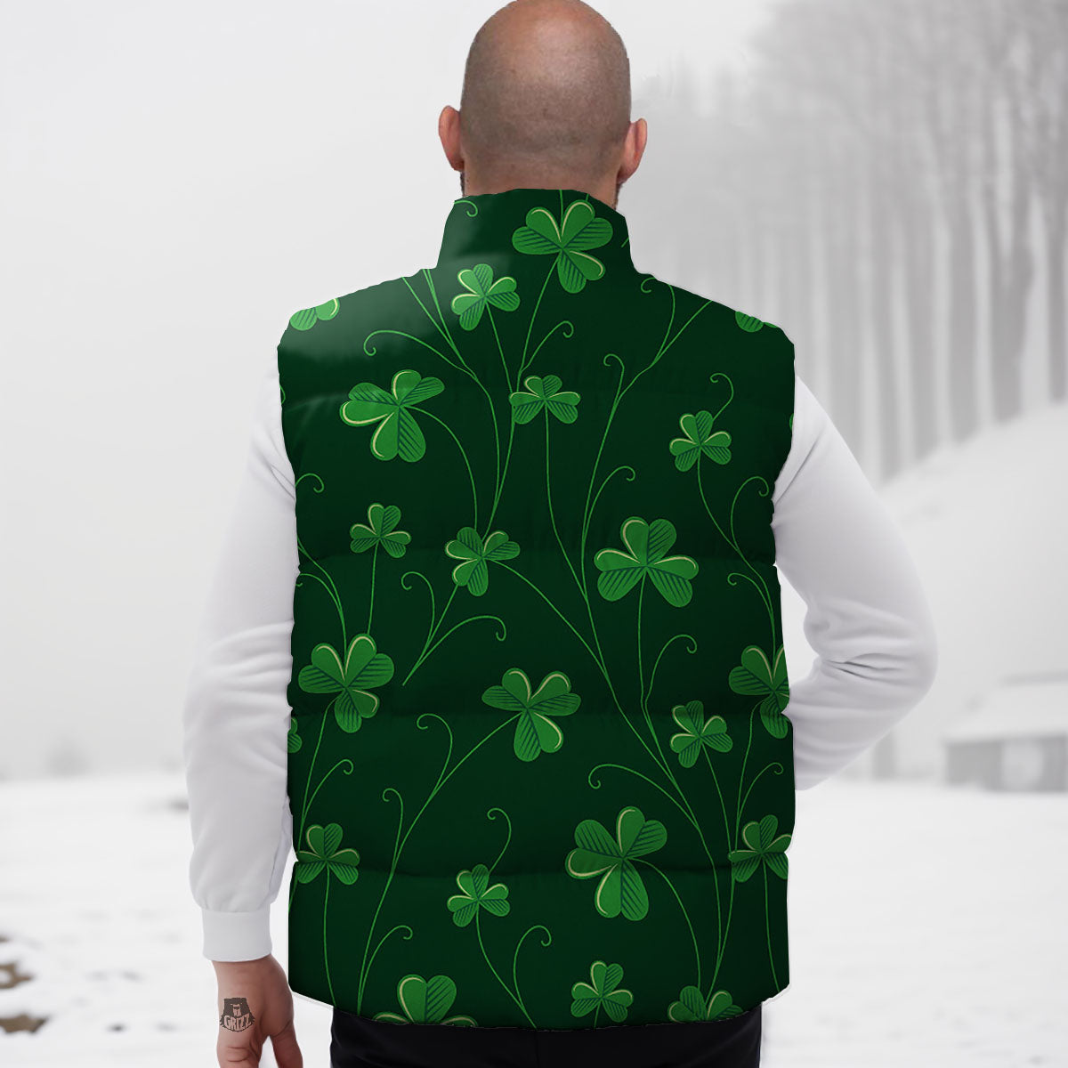 St. Patrick's Day Irish Leaf Print Down Vest