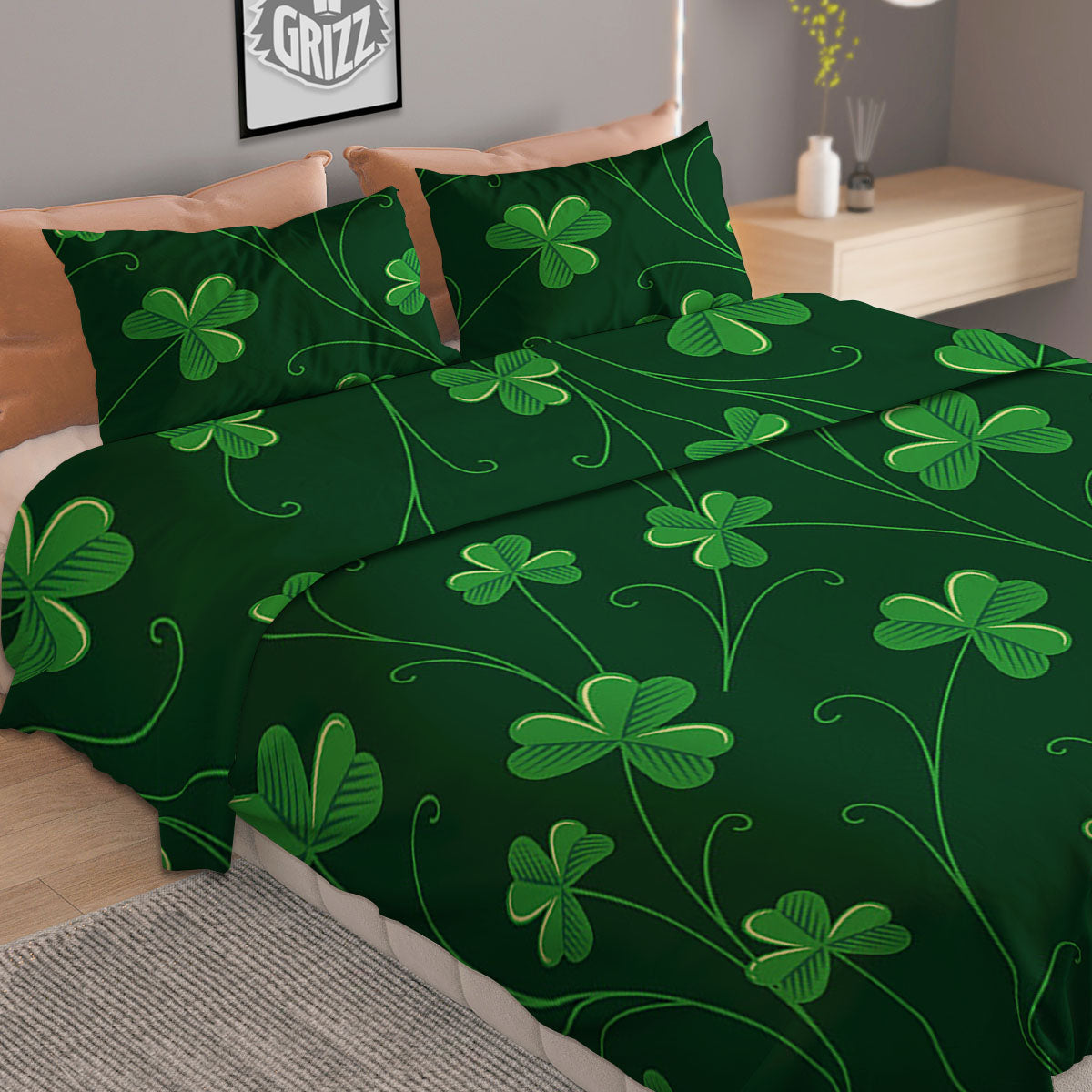 St. Patrick's Day Irish Leaf Print Duvet Cover Bedding Set