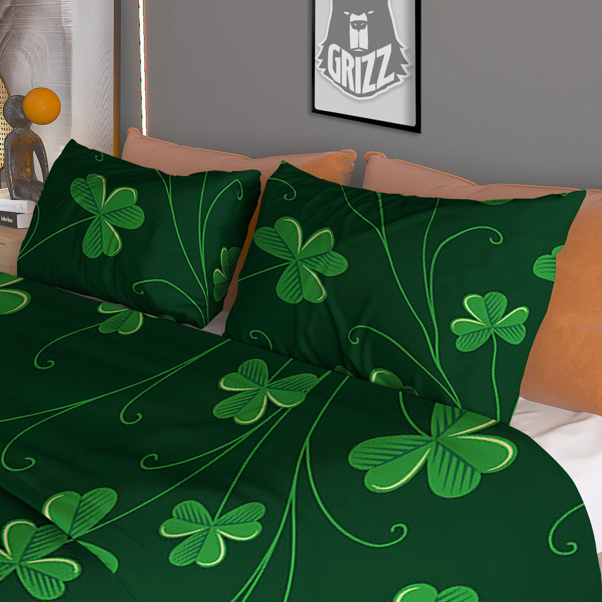 St. Patrick's Day Irish Leaf Print Duvet Cover Bedding Set