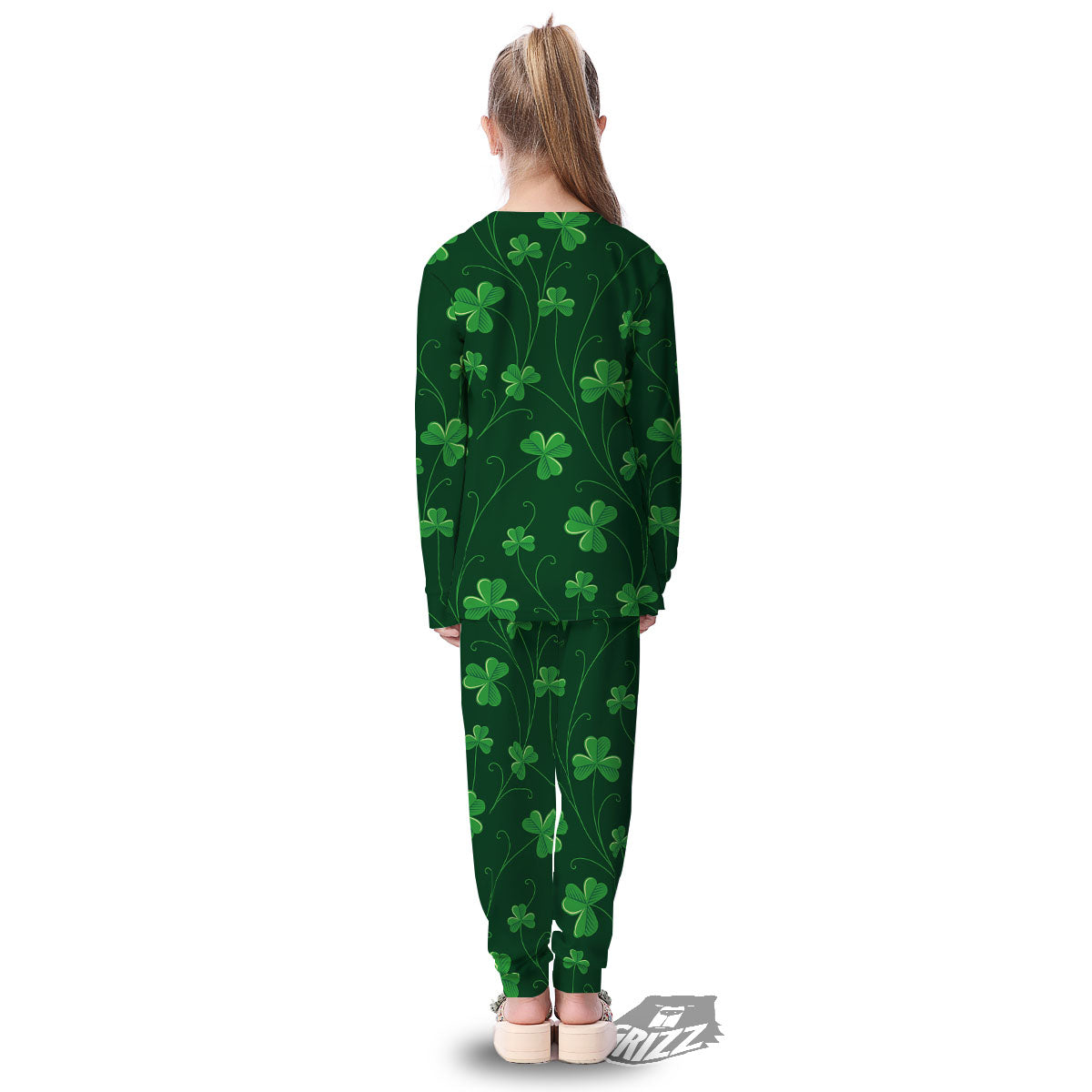 St. Patrick's Day Irish Leaf Print Kid's Pajamas-grizzshop