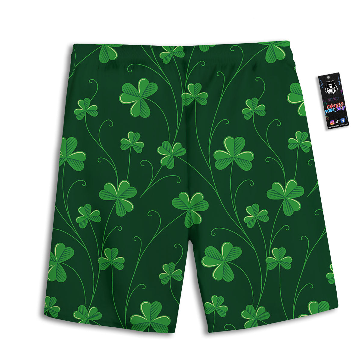St. Patrick's Day Irish Leaf Print Men's Athletic Shorts