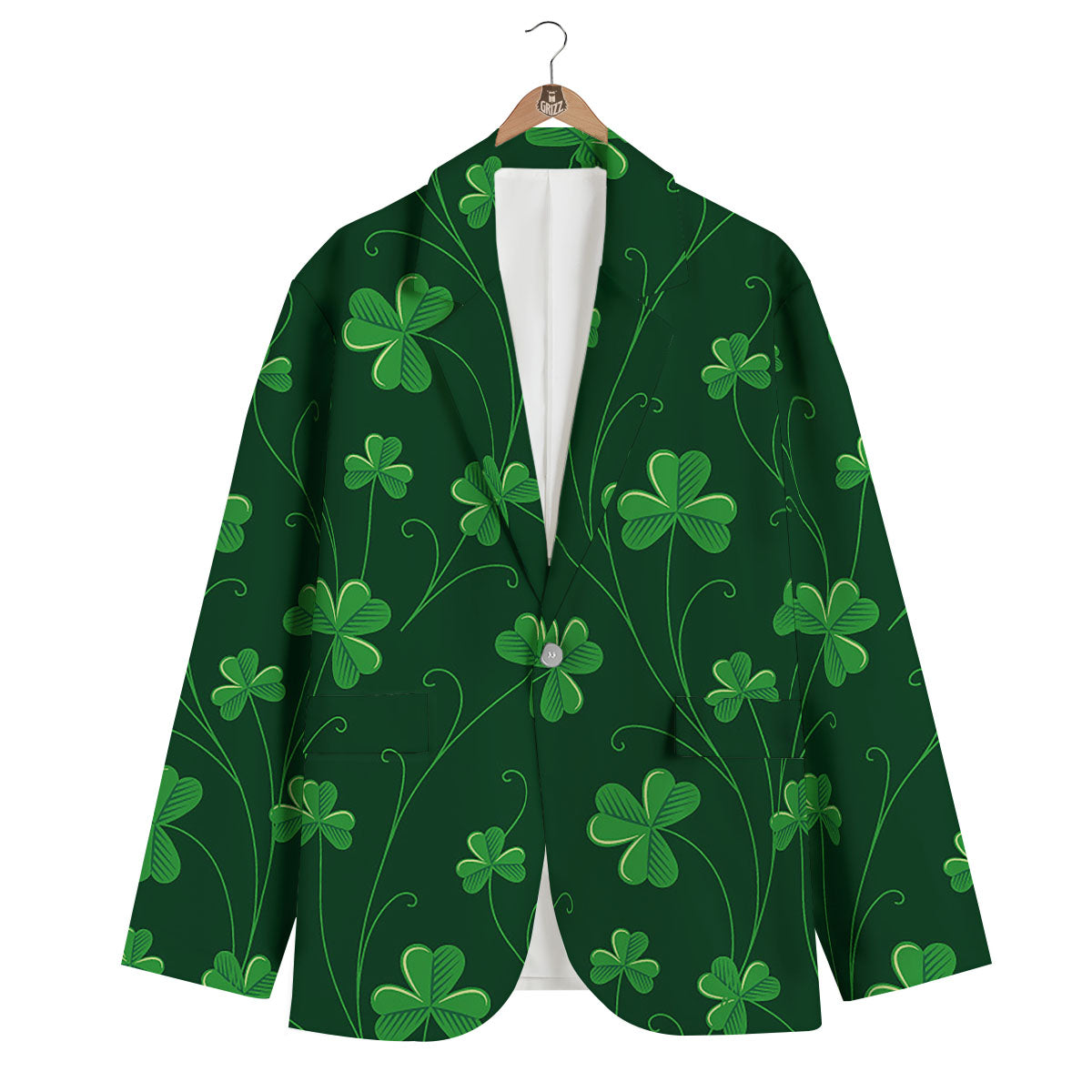 St. Patrick's Day Irish Leaf Print Men's Blazer-grizzshop
