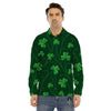 St. Patrick's Day Irish Leaf Print Men's Dress Shirts-grizzshop