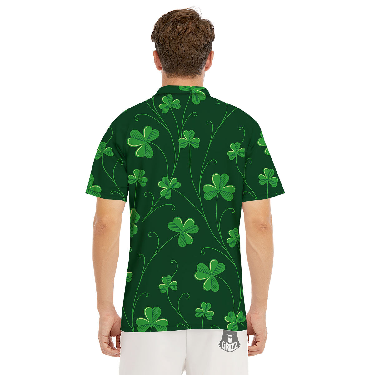 St. Patrick's Day Irish Leaf Print Men's Golf Shirts-grizzshop