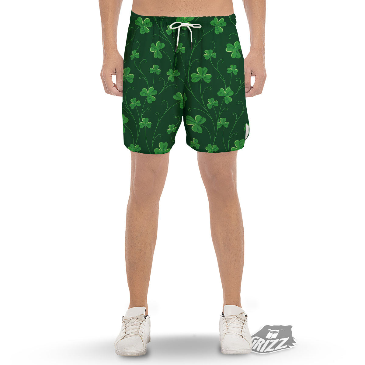 St. Patrick's Day Irish Leaf Print Men's Gym Shorts-grizzshop