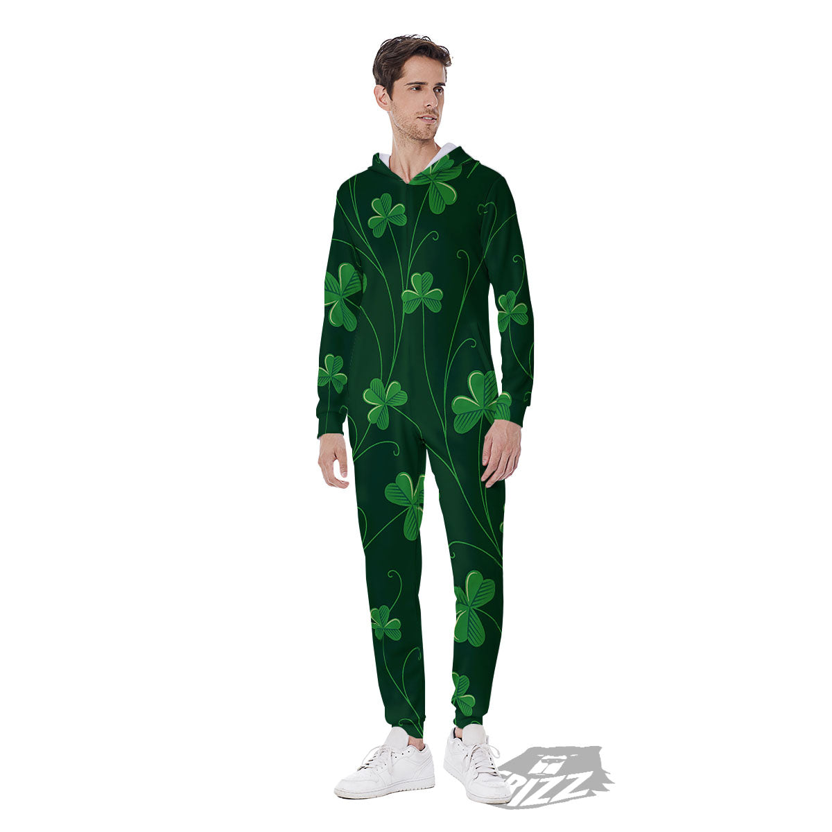 St. Patrick's Day Irish Leaf Print Men's Jumpsuit-grizzshop