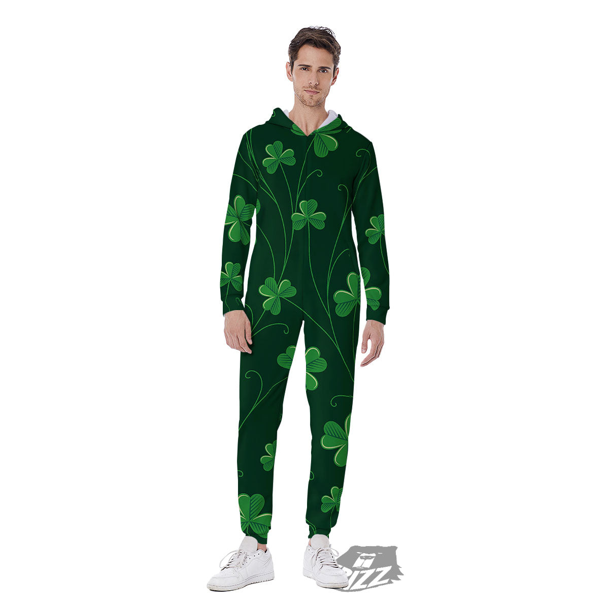 St. Patrick's Day Irish Leaf Print Men's Jumpsuit-grizzshop