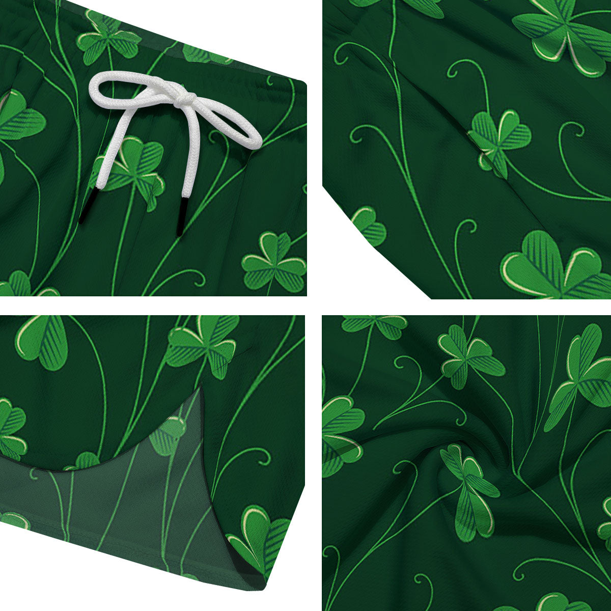 St. Patrick's Day Irish Leaf Print Men's Running Shorts-grizzshop