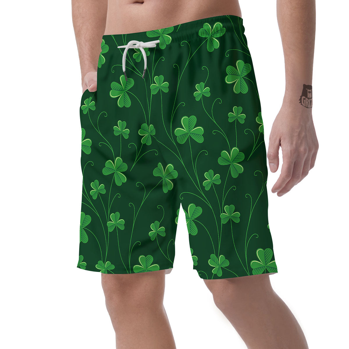 St. Patrick's Day Irish Leaf Print Men's Shorts-grizzshop