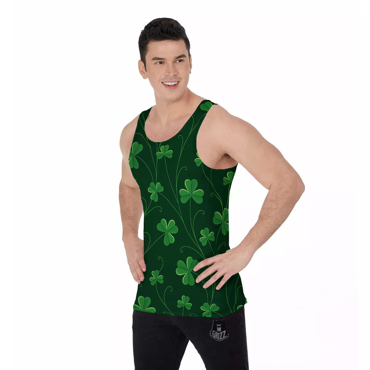 St. Patrick's Day Irish Leaf Print Men's Tank Top-grizzshop