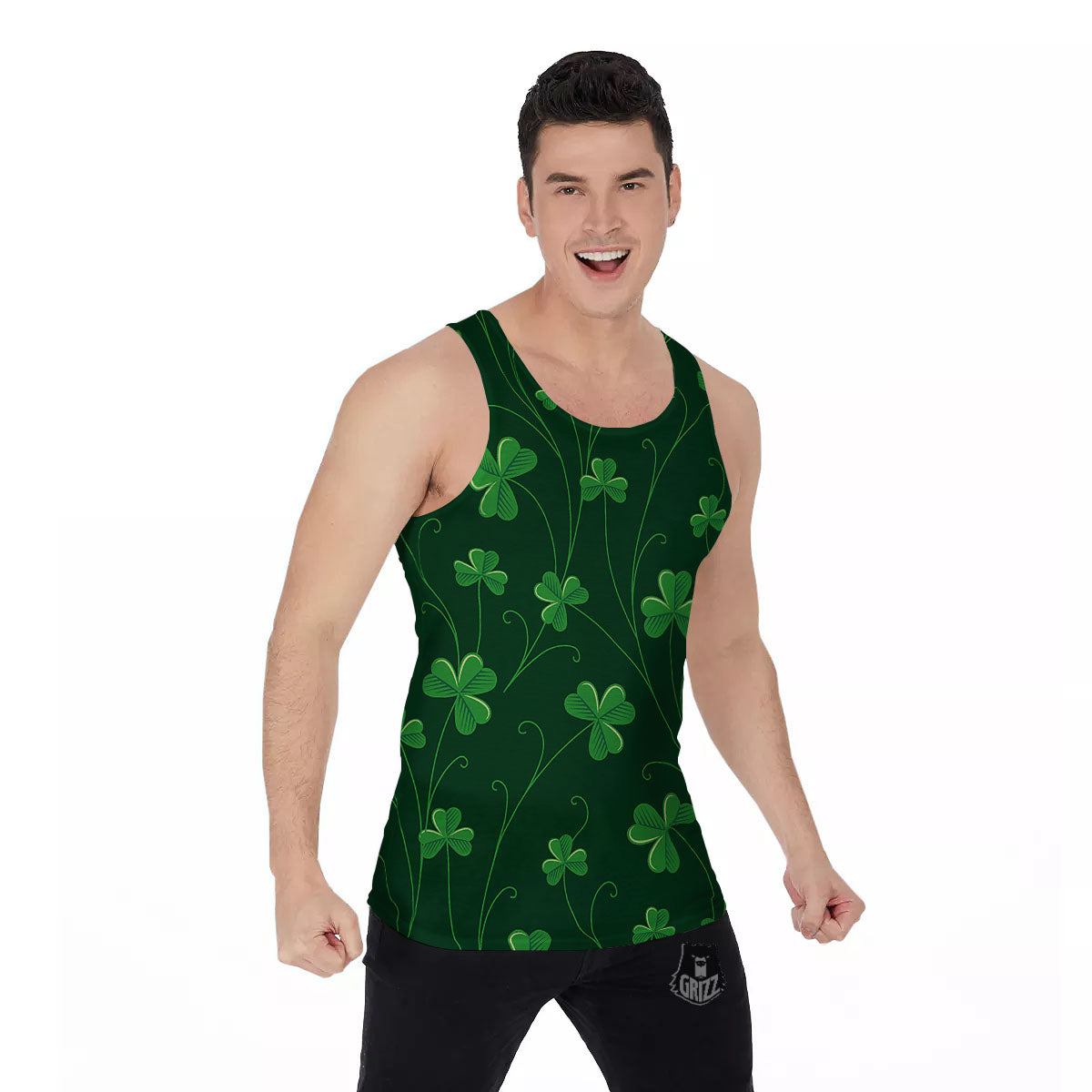 St. Patrick's Day Irish Leaf Print Men's Tank Top-grizzshop