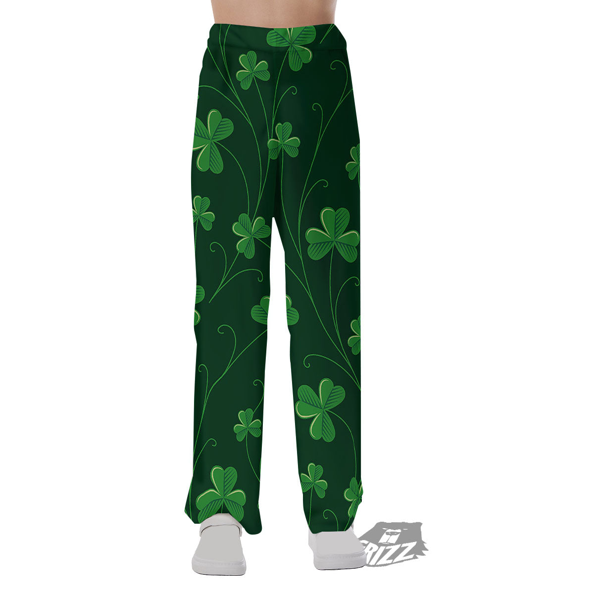 St. Patrick's Day Irish Leaf Print Pajama Pants-grizzshop