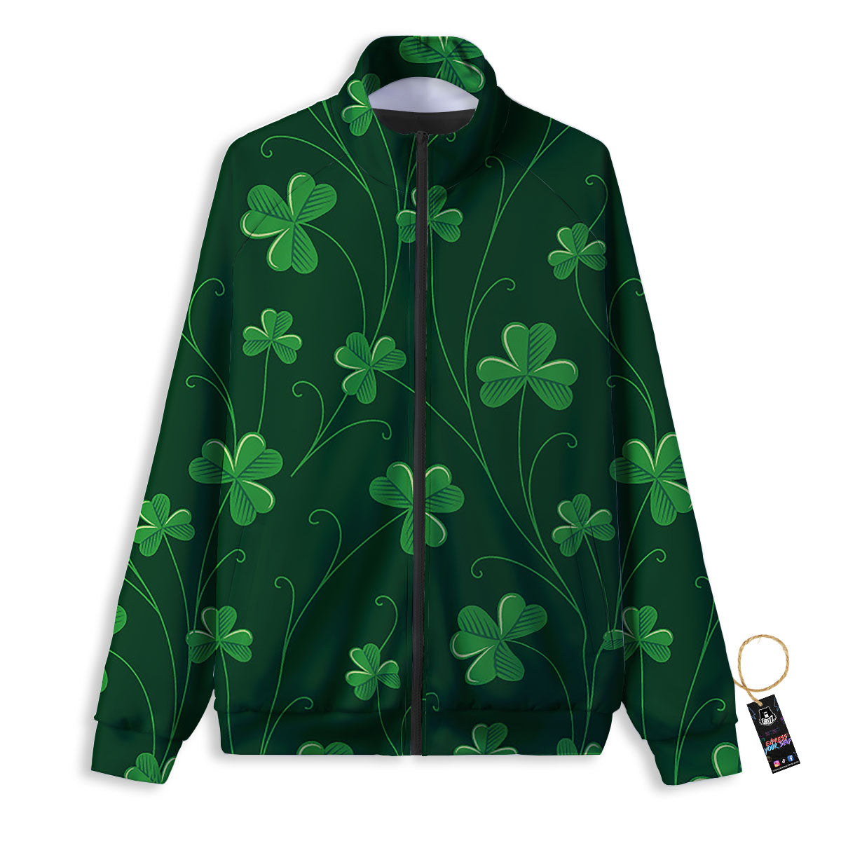 St. Patrick's Day Irish Leaf Print Track Jacket-grizzshop