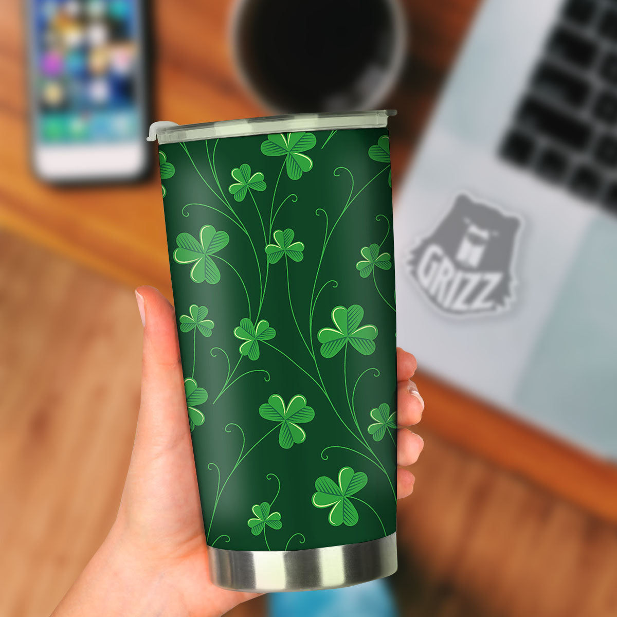 St. Patrick's Day Irish Leaf Print Tumbler-grizzshop