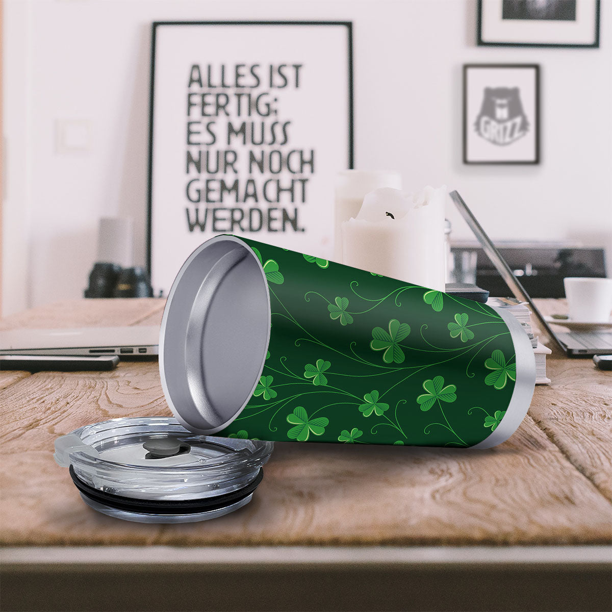 St. Patrick's Day Irish Leaf Print Tumbler-grizzshop