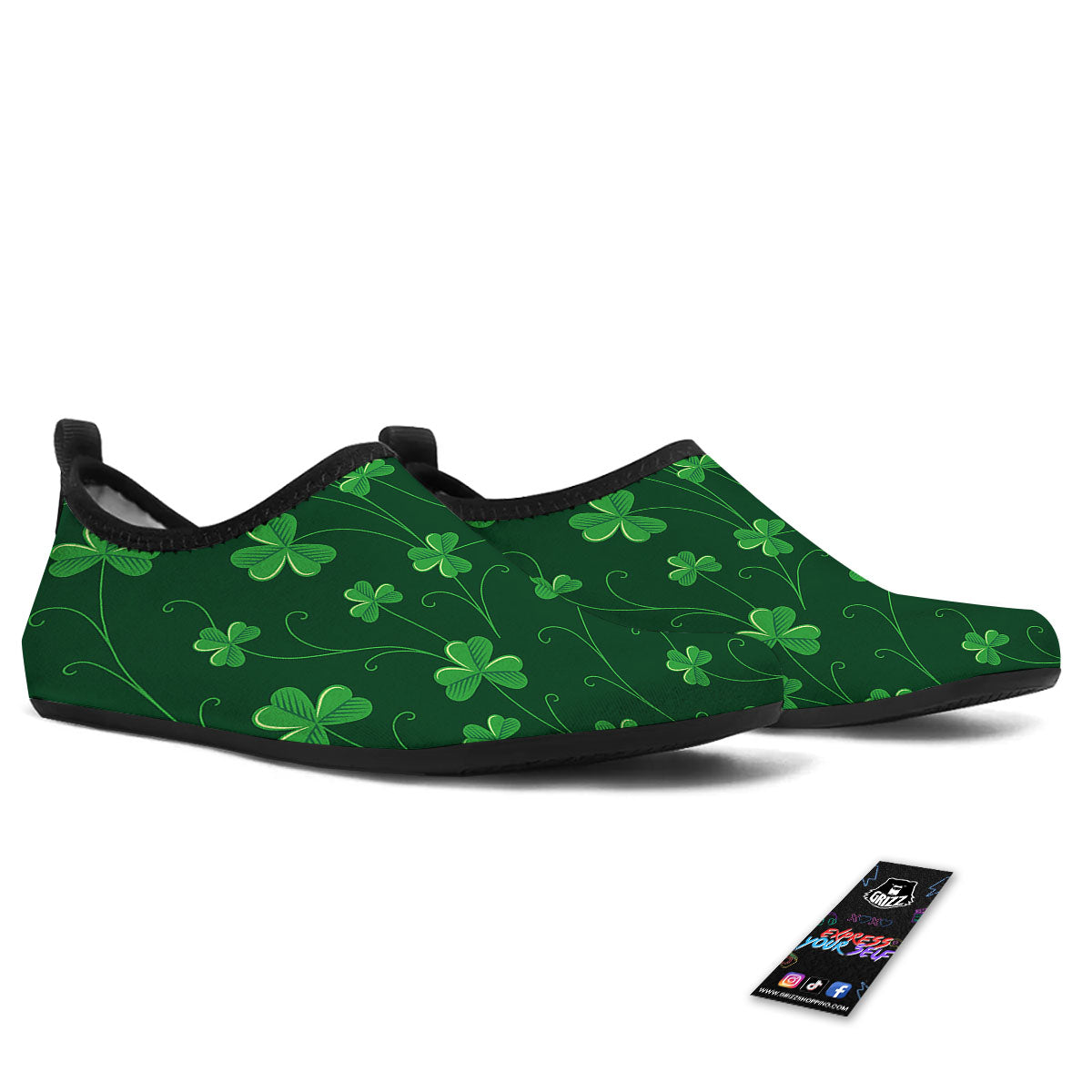 St. Patrick's Day Irish Leaf Print Water Shoes-grizzshop