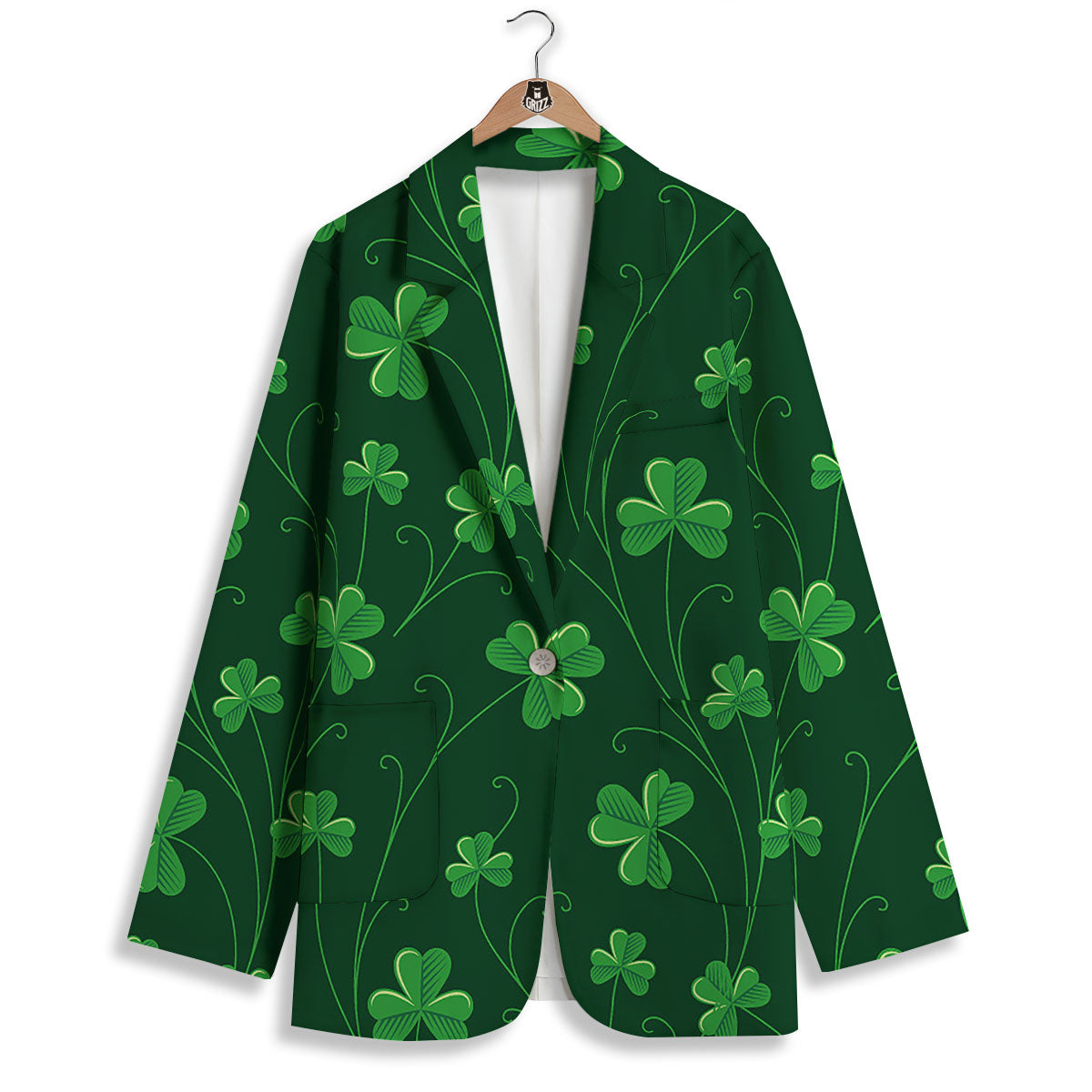 St. Patrick's Day Irish Leaf Print Women's Blazer-grizzshop