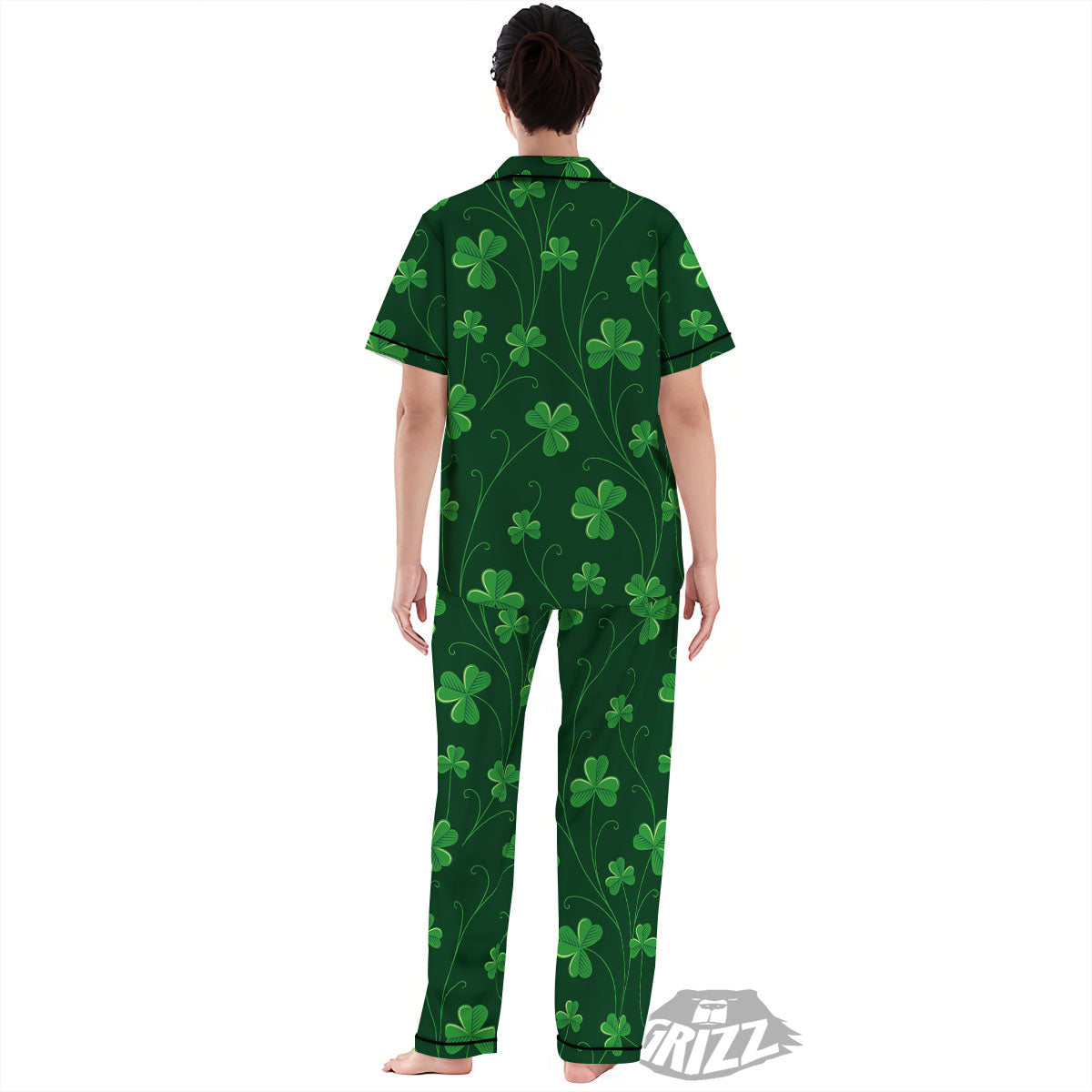 St. Patrick's Day Irish Leaf Print Women's Pajamas Set-grizzshop