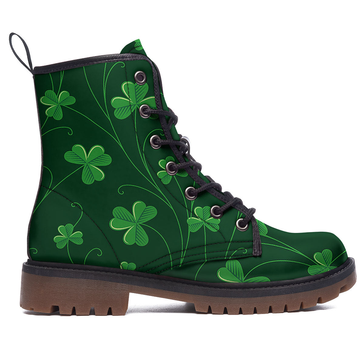 St. Patrick's Day Irish Leaf Print Work Boots-grizzshop