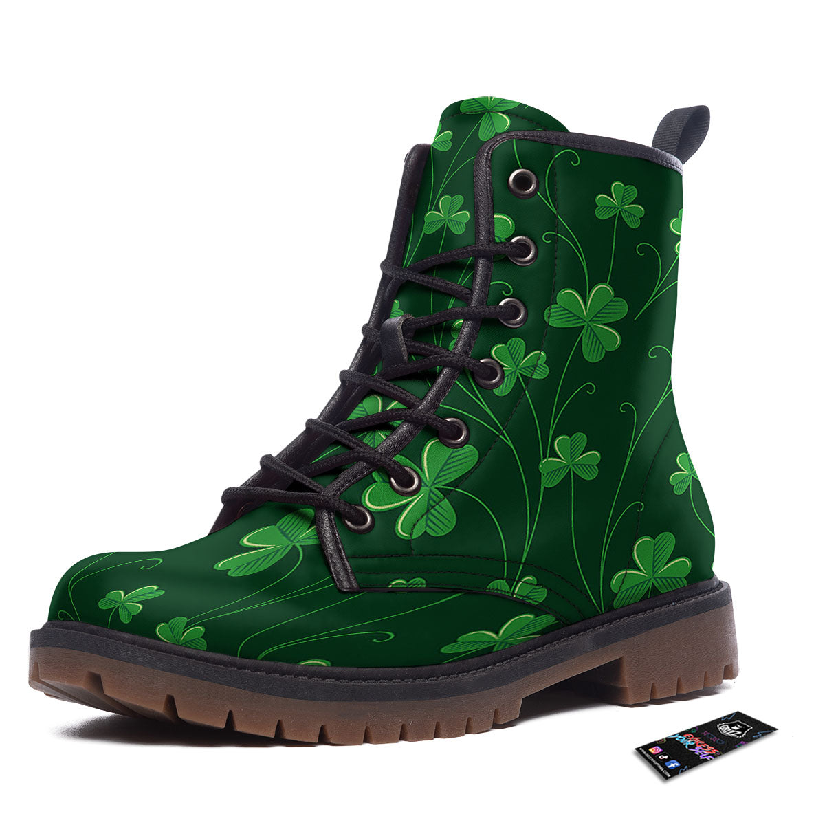 St. Patrick's Day Irish Leaf Print Work Boots-grizzshop