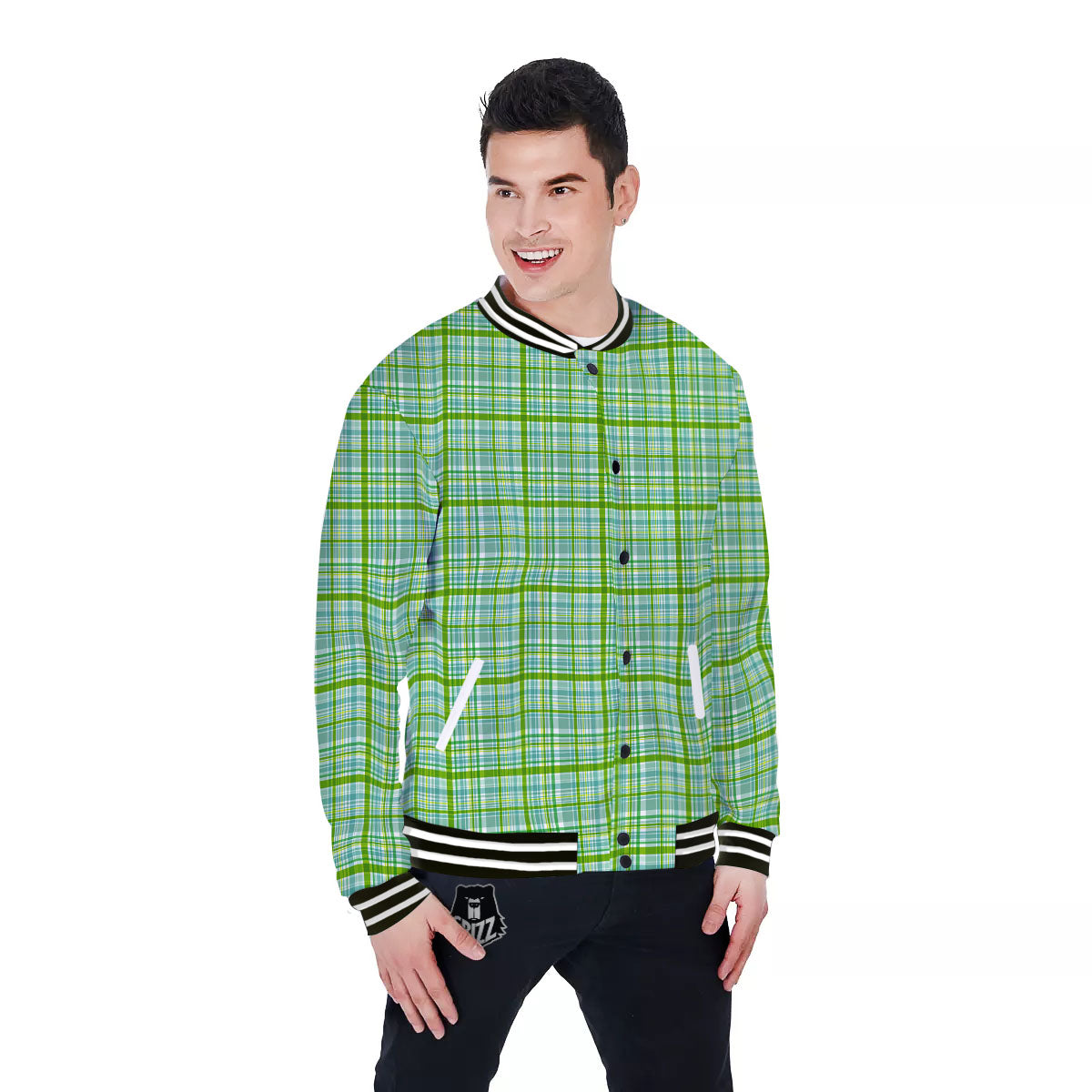 St. Patrick's Day Irish Plaid Print Baseball Jacket-grizzshop