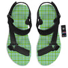 St. Patrick's Day Irish Plaid Print Black Open Toe Sandals-grizzshop