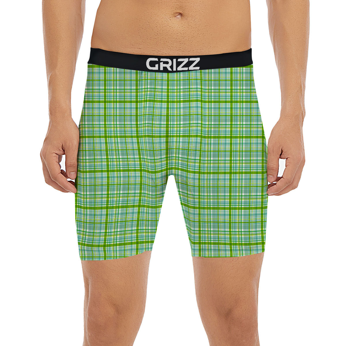 St. Patrick's Day Irish Plaid Print Boxer Briefs-grizzshop