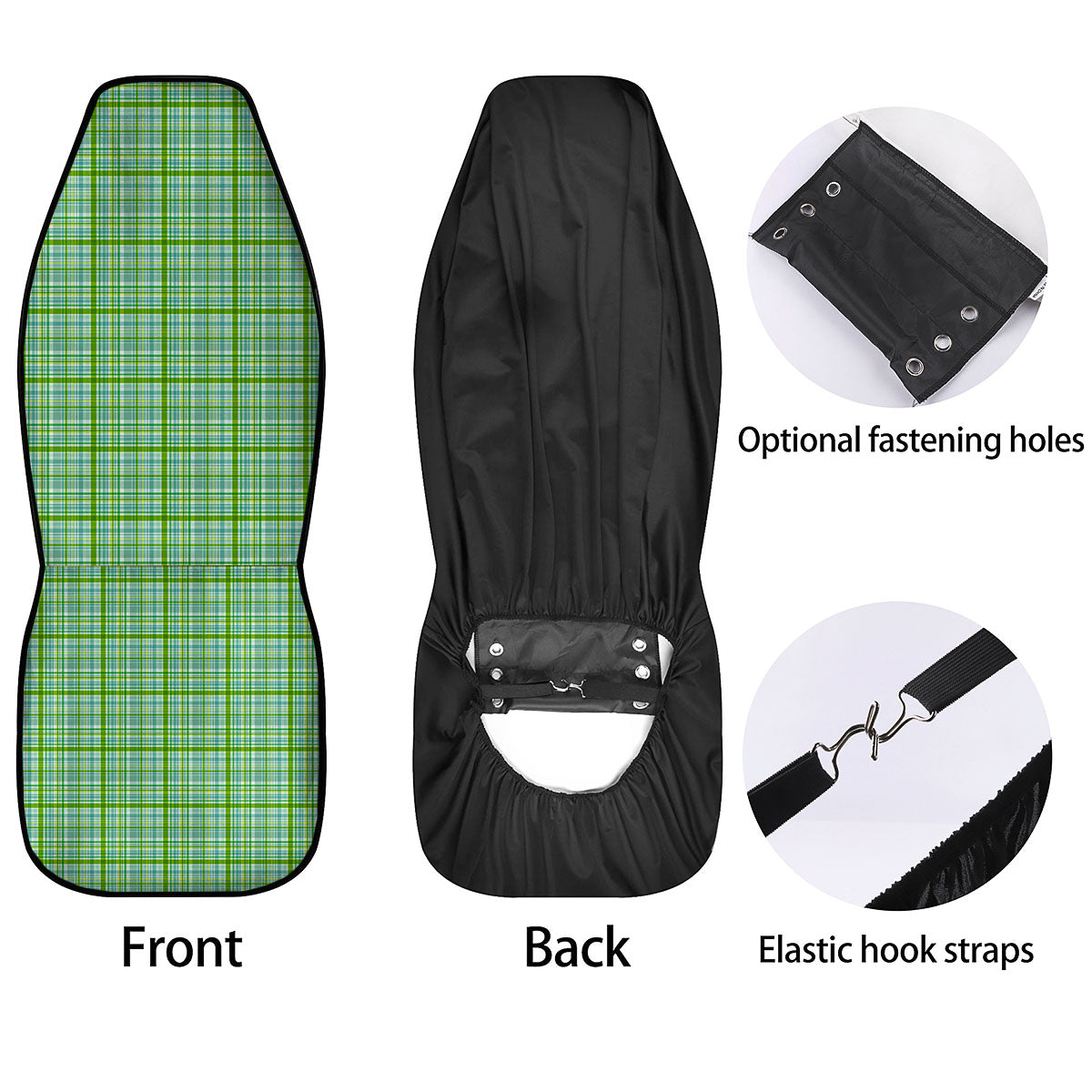 St. Patrick's Day Irish Plaid Print Car Seat Covers-grizzshop