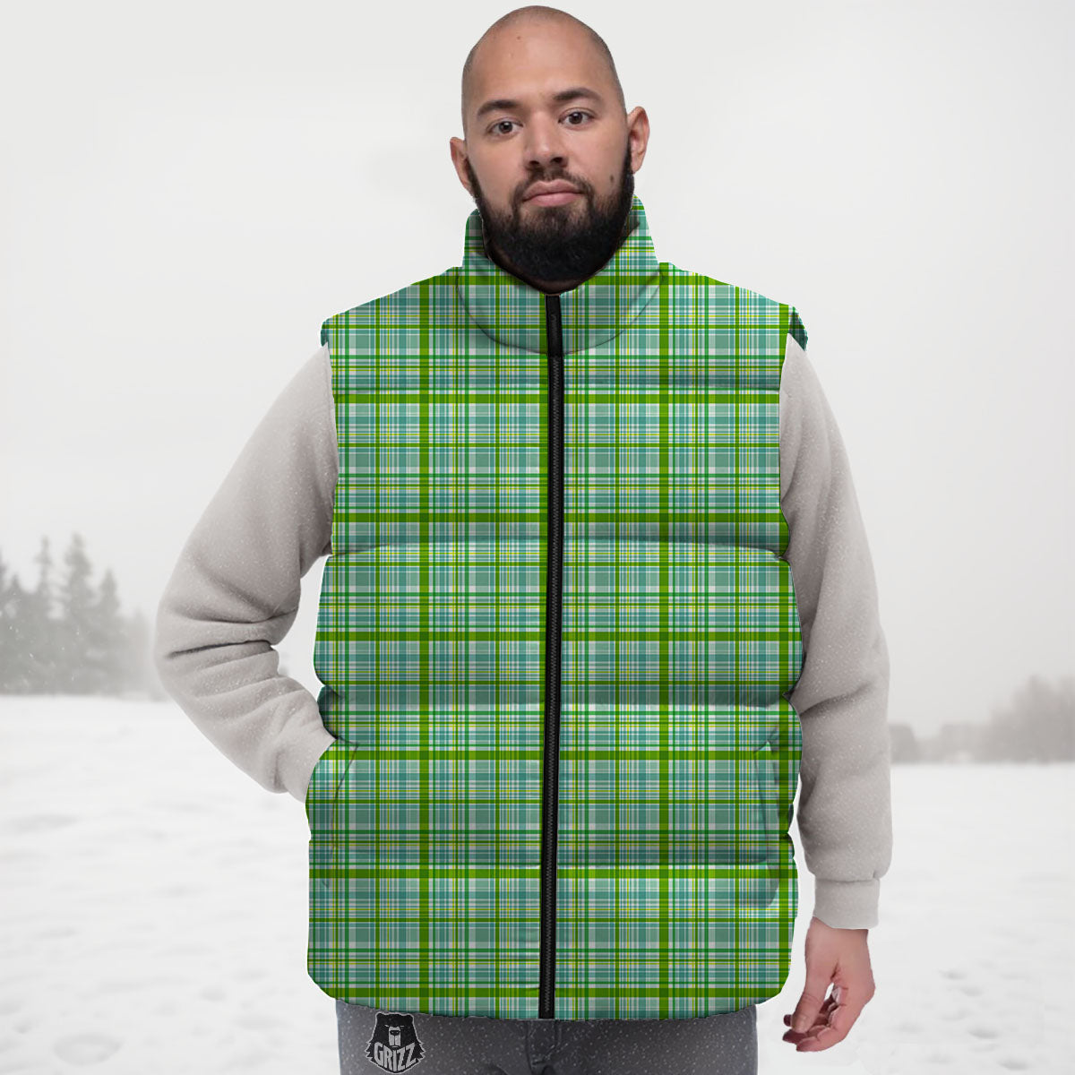 St. Patrick's Day Irish Plaid Print Down Vest