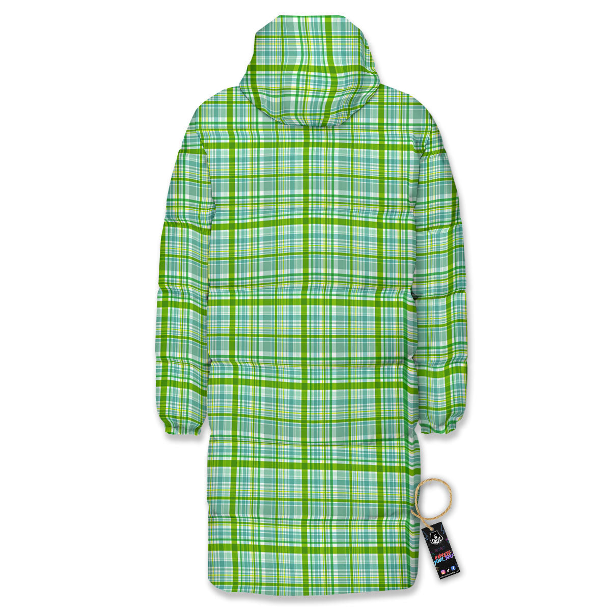 St. Patrick's Day Irish Plaid Print Long Down Jacket-grizzshop