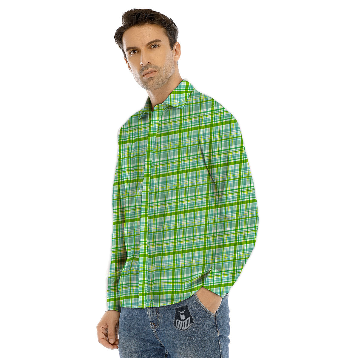 St. Patrick's Day Irish Plaid Print Men's Dress Shirts-grizzshop