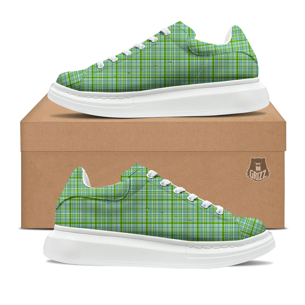 St. Patrick's Day Irish Plaid Print Platform Shoes-grizzshop